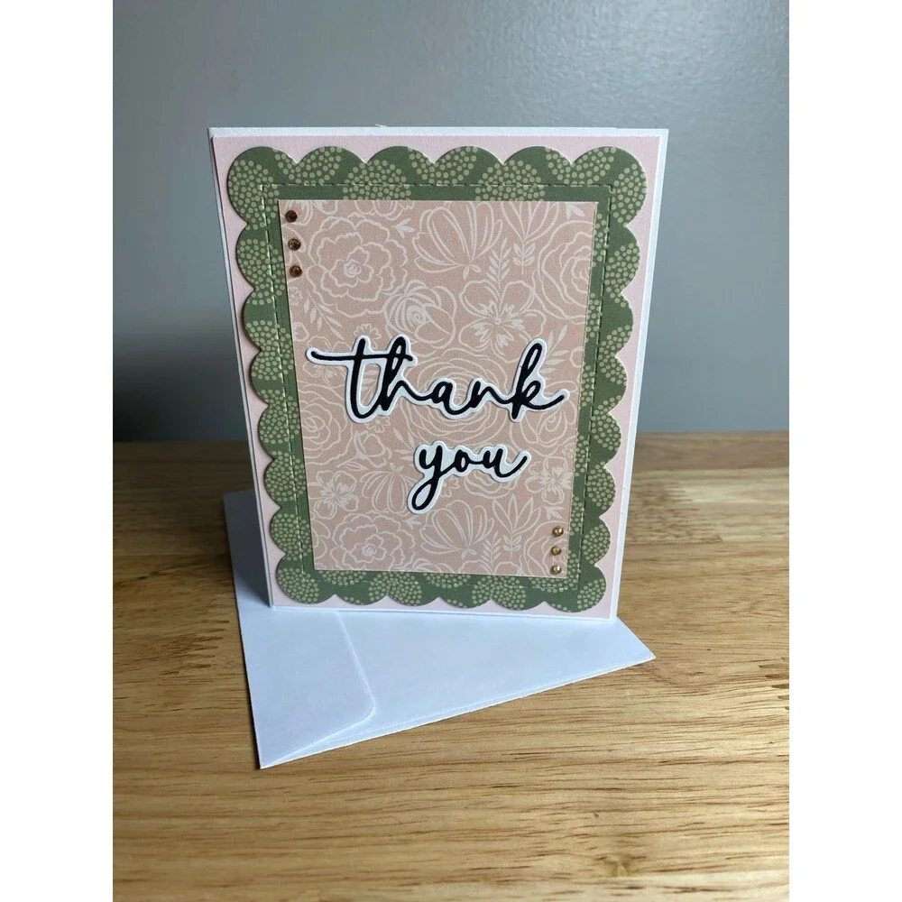 Handmade Thank You Greeting Card Blank Inside A2 – Elegant Appreciation